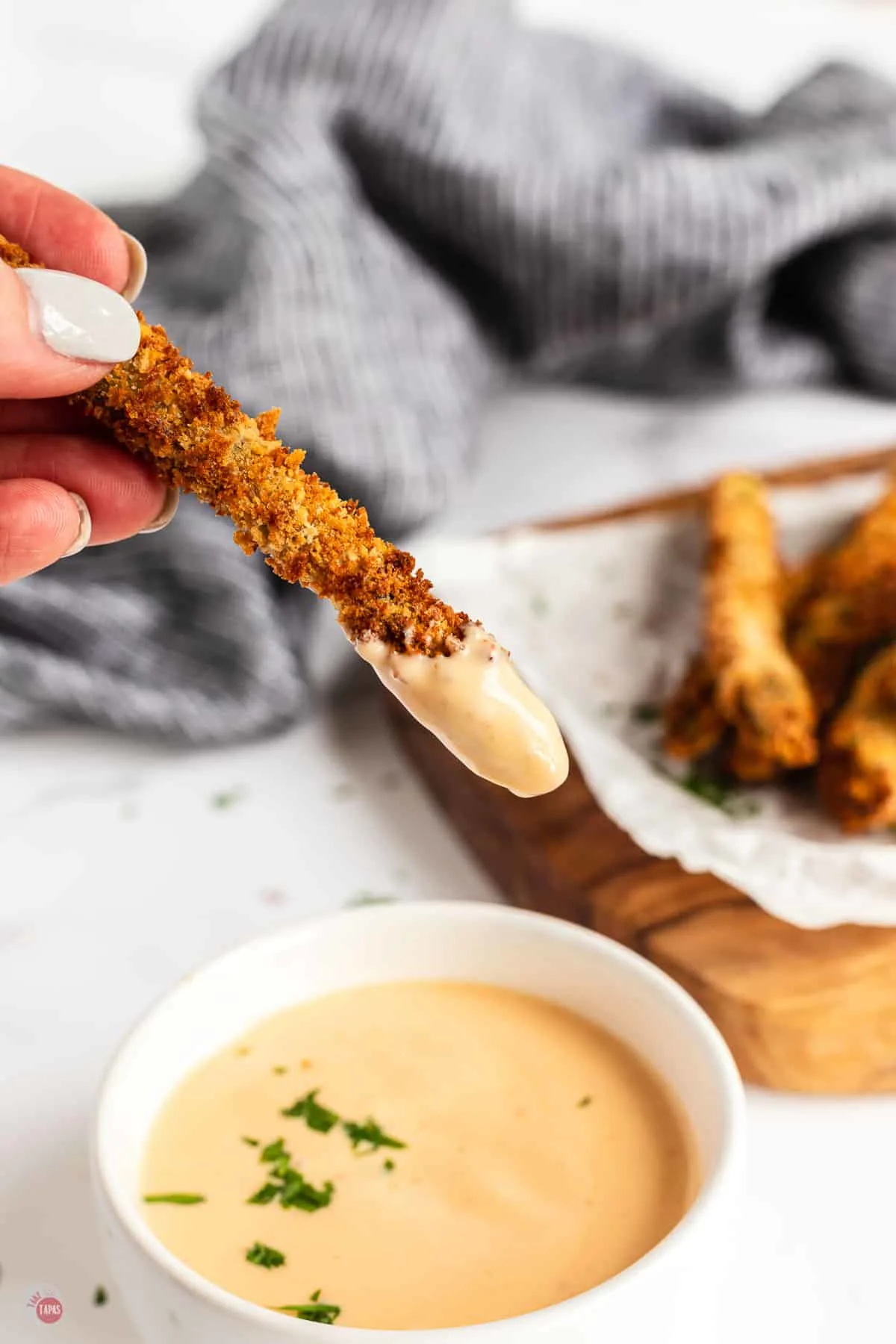 asparagus fry with dip