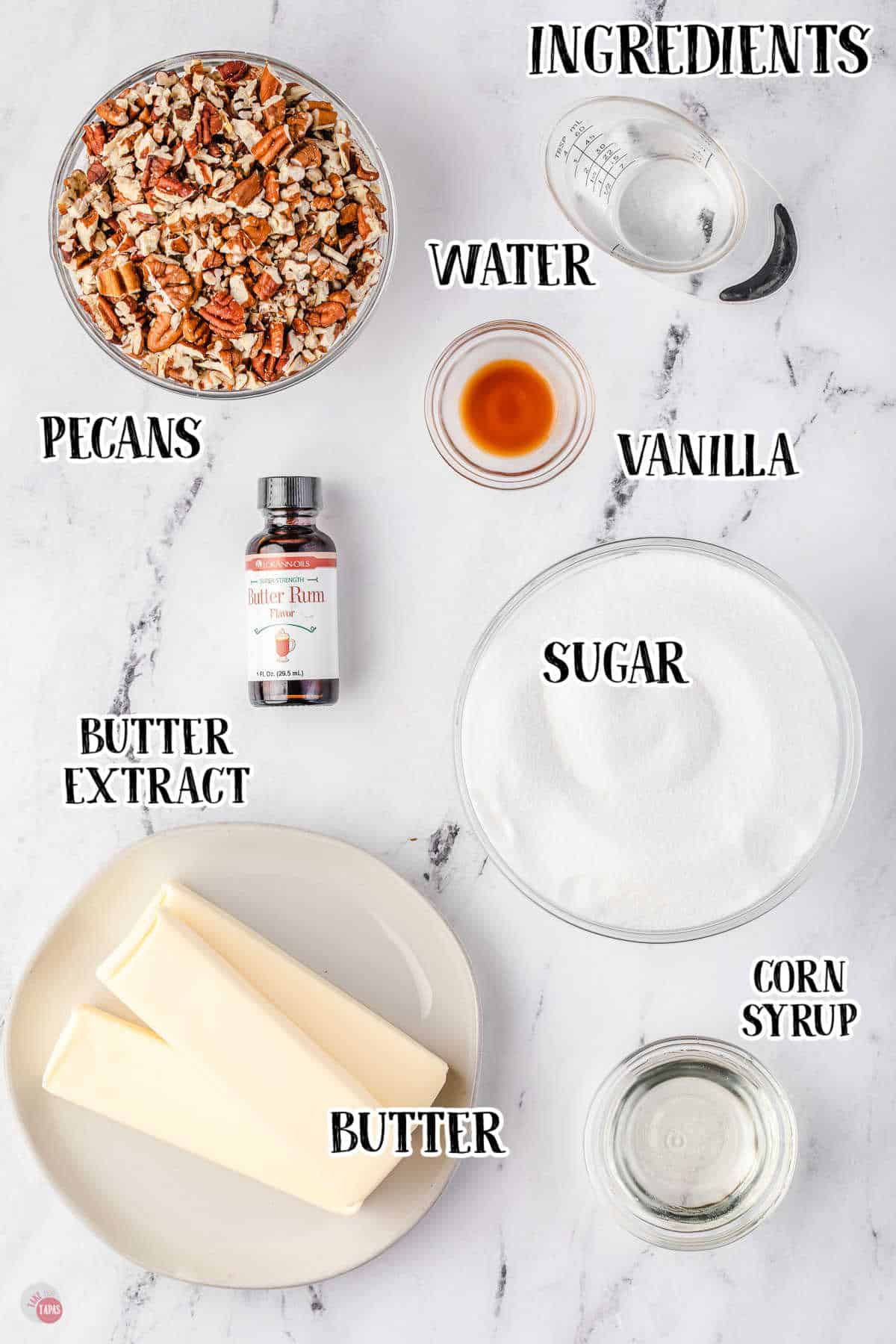 labeled picture of toffee ingredients