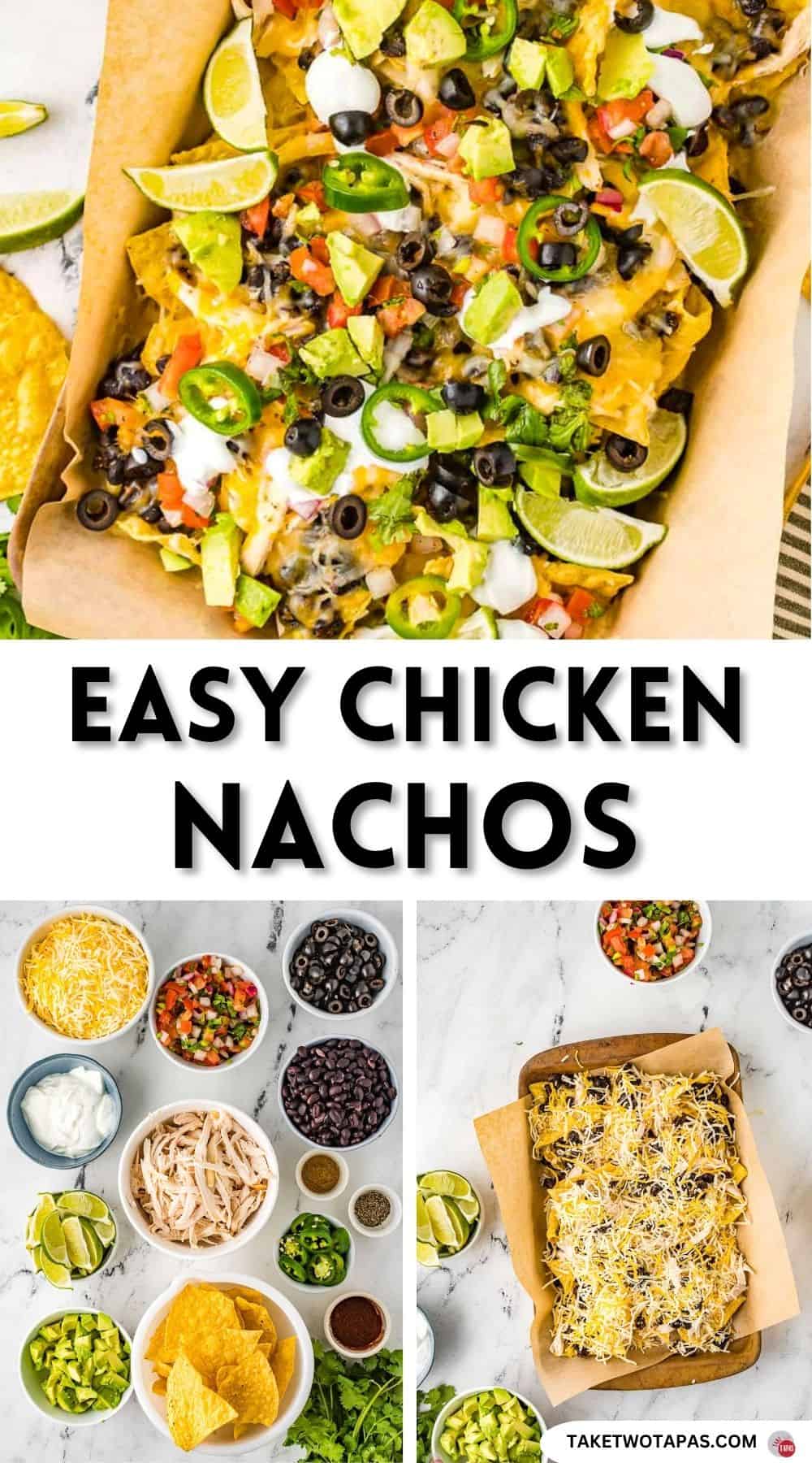 Pinterest pin image for chicken nachos
