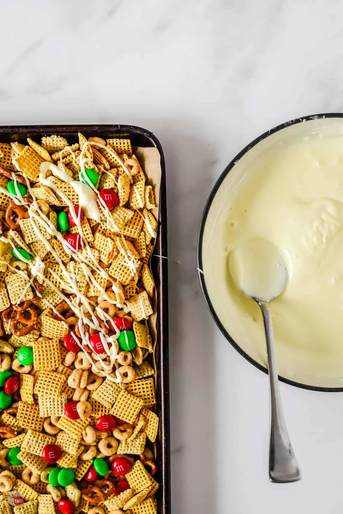 bowl of white chocolate with spoon