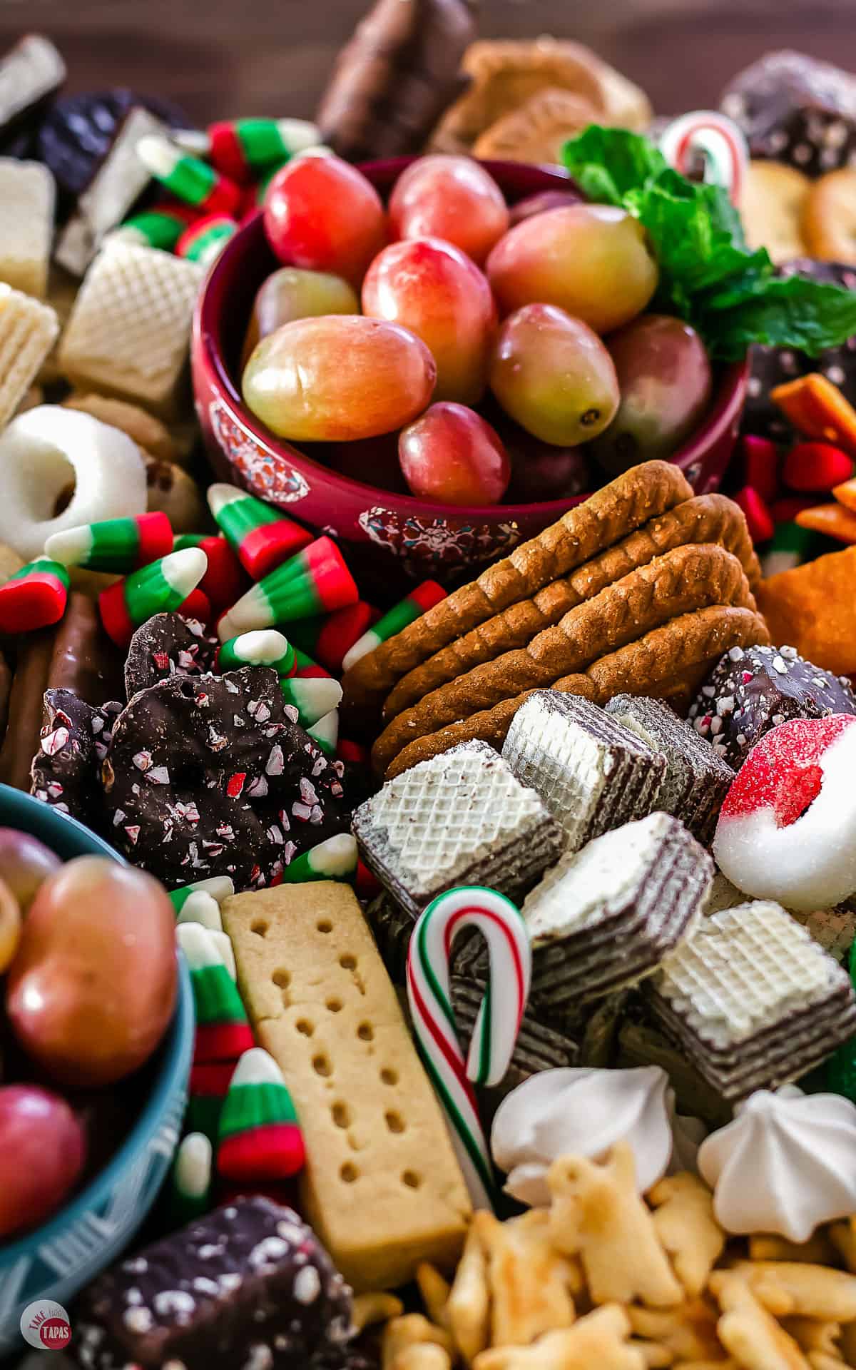 close up of cookies and snacks on a platter
