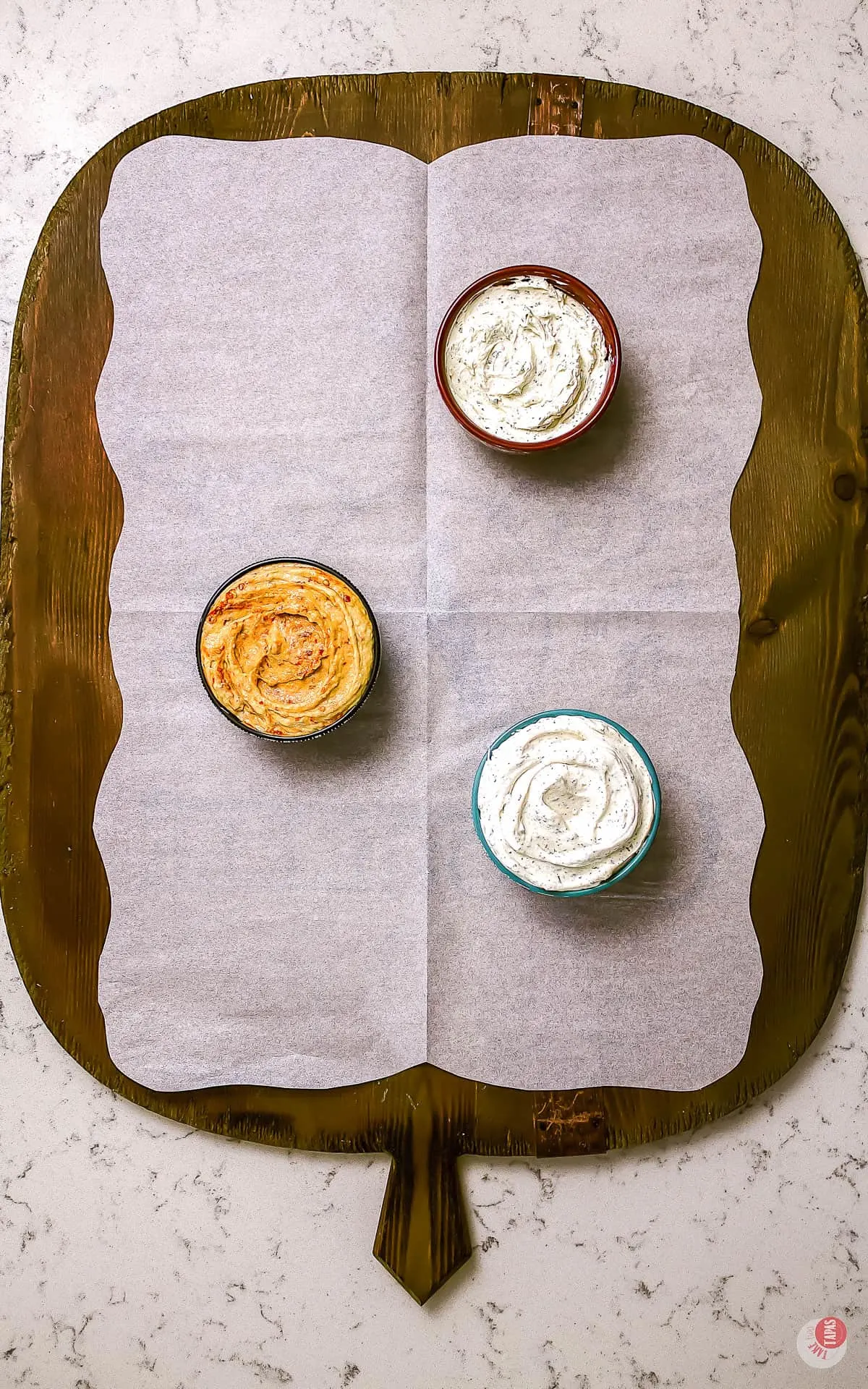 three dips on a platter