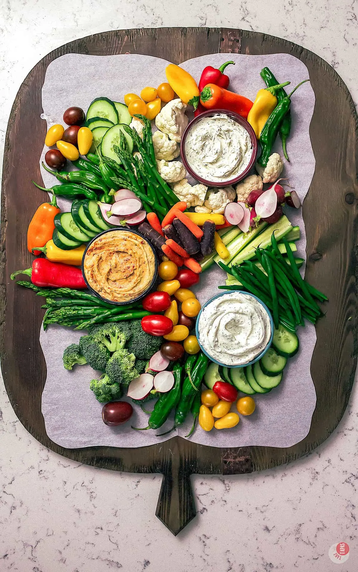 a vegetable platter almost filled up