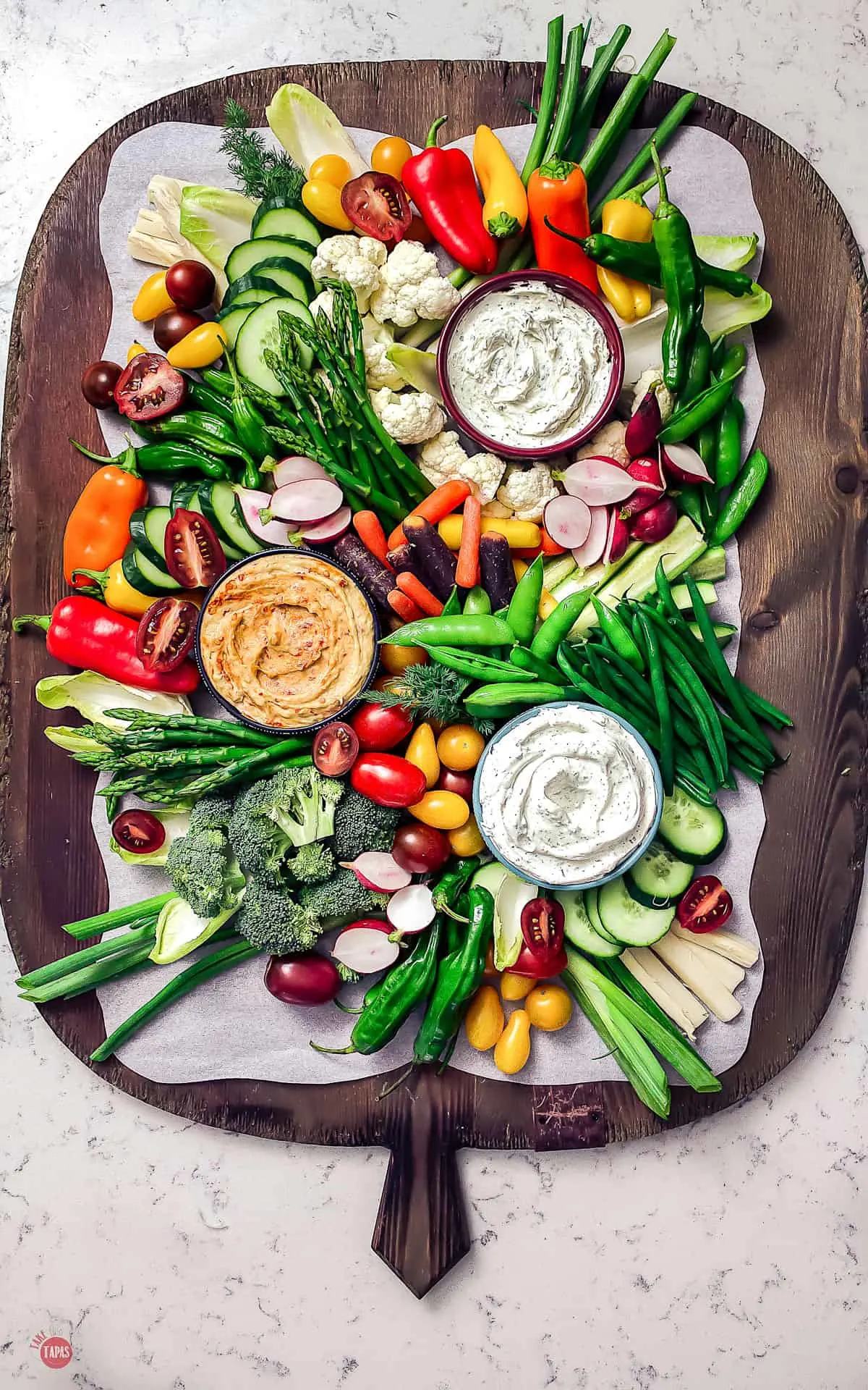 serving board with vegetables