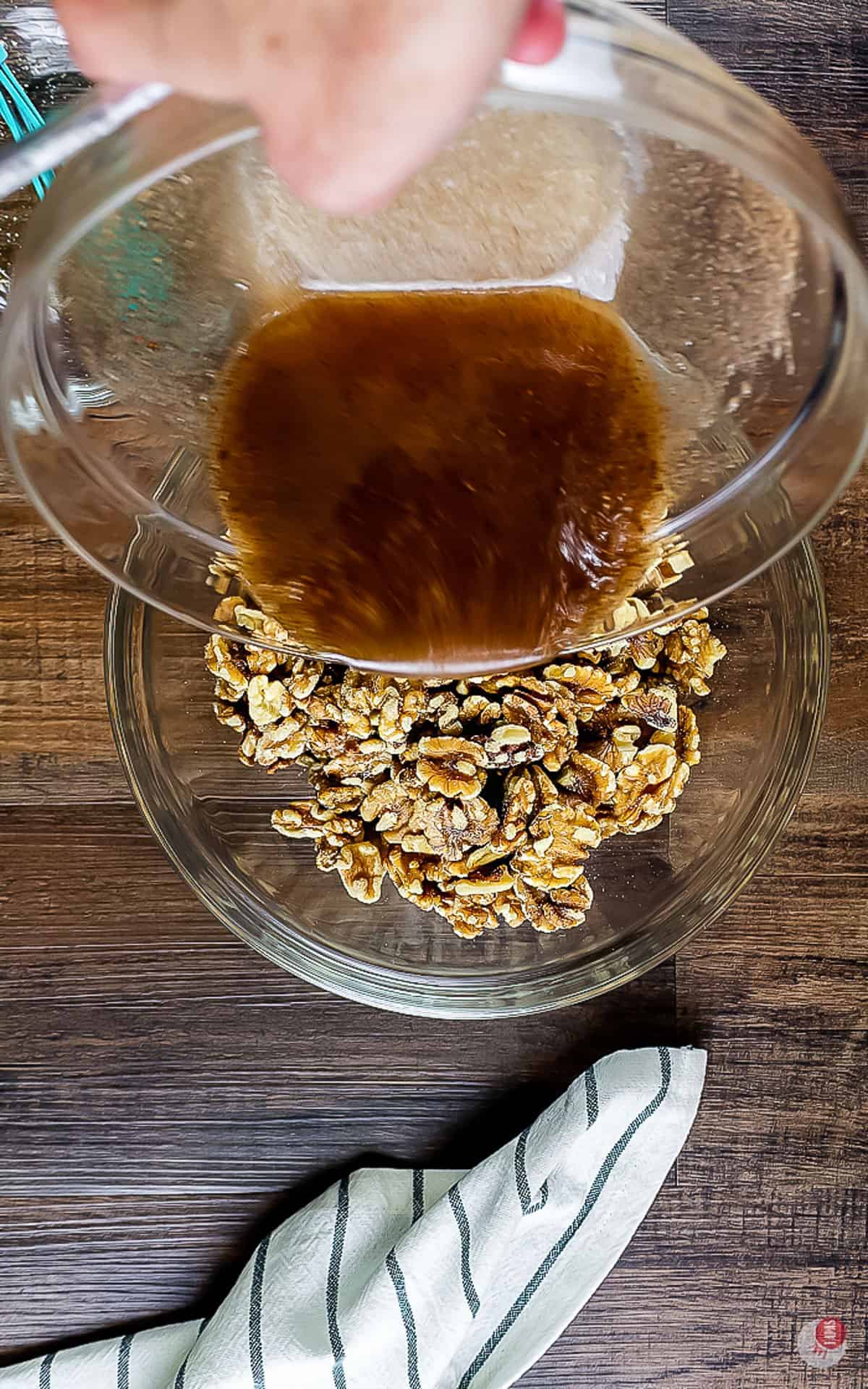 pour over the walnuts