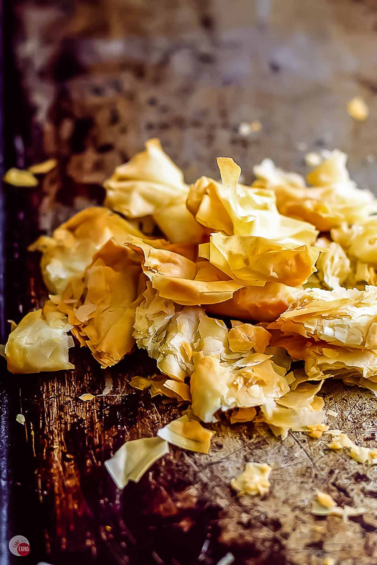 baked filo dough flakes