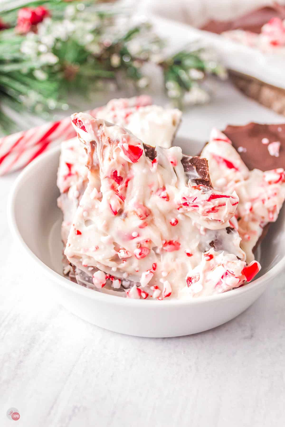 bowl of peppermint bark