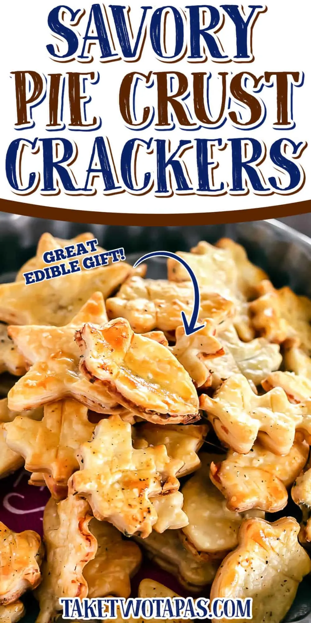 crackers with text "savory pie crust crackers"