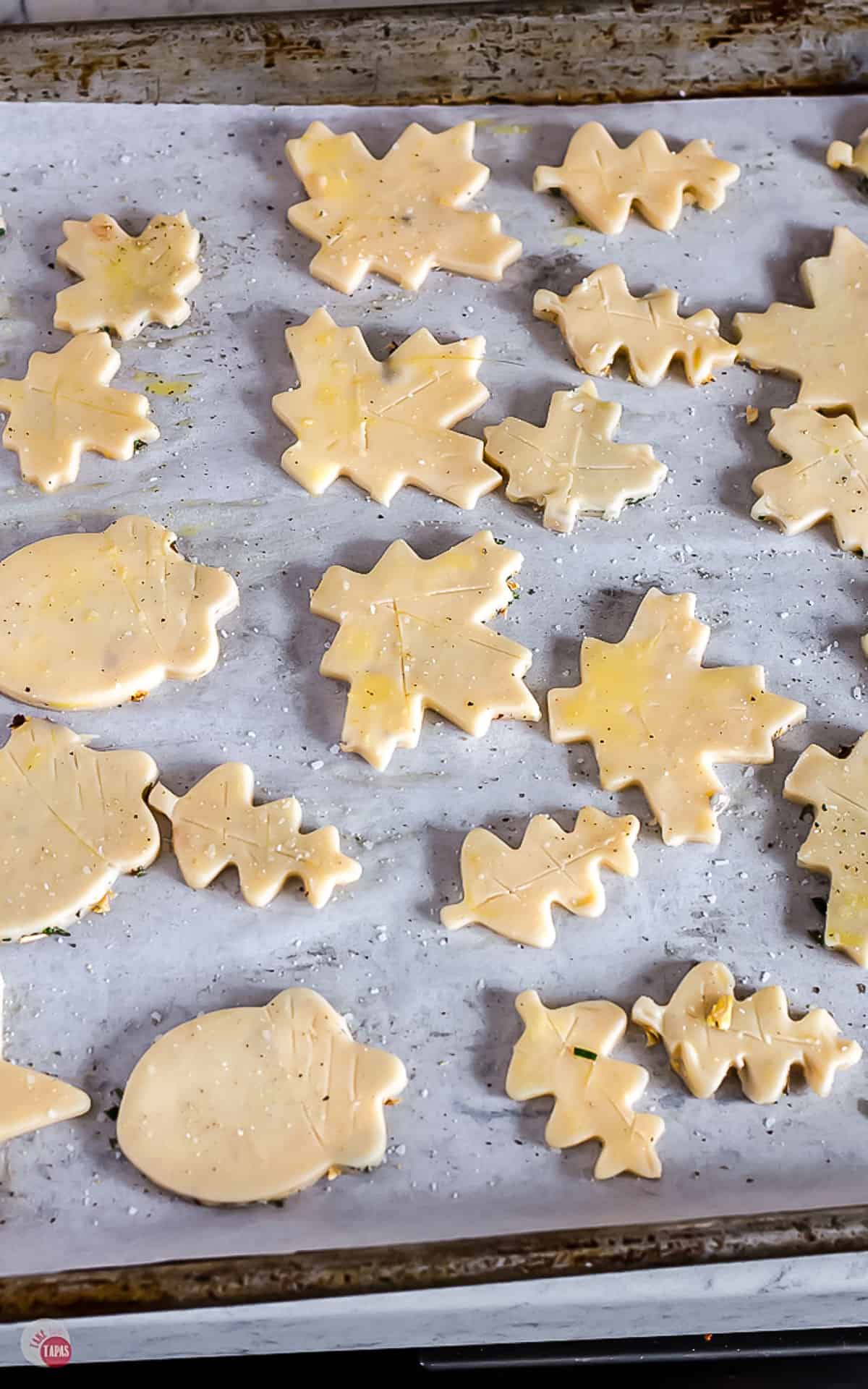 pie crust crackers cut into leaf shapes