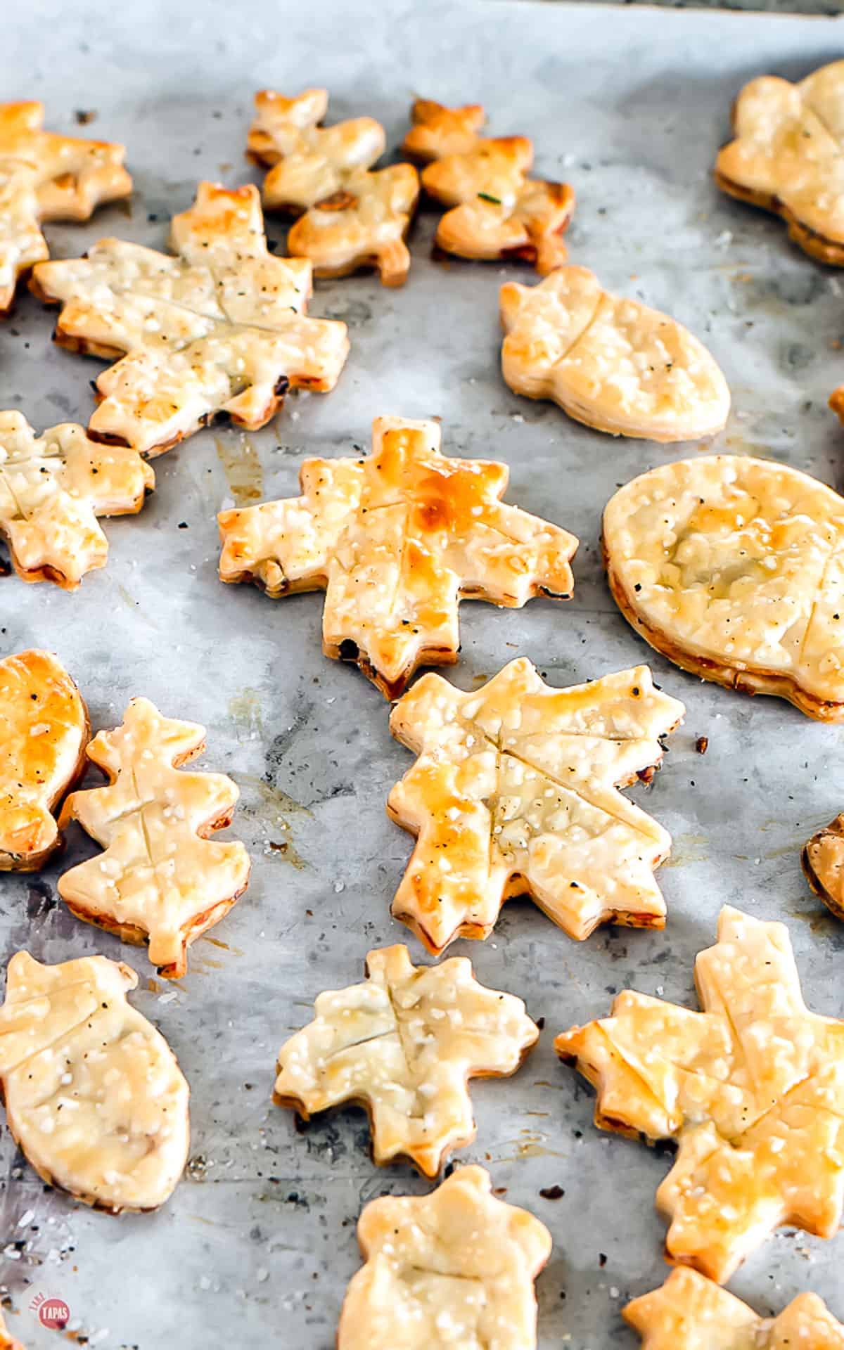 baking sheet with crackers