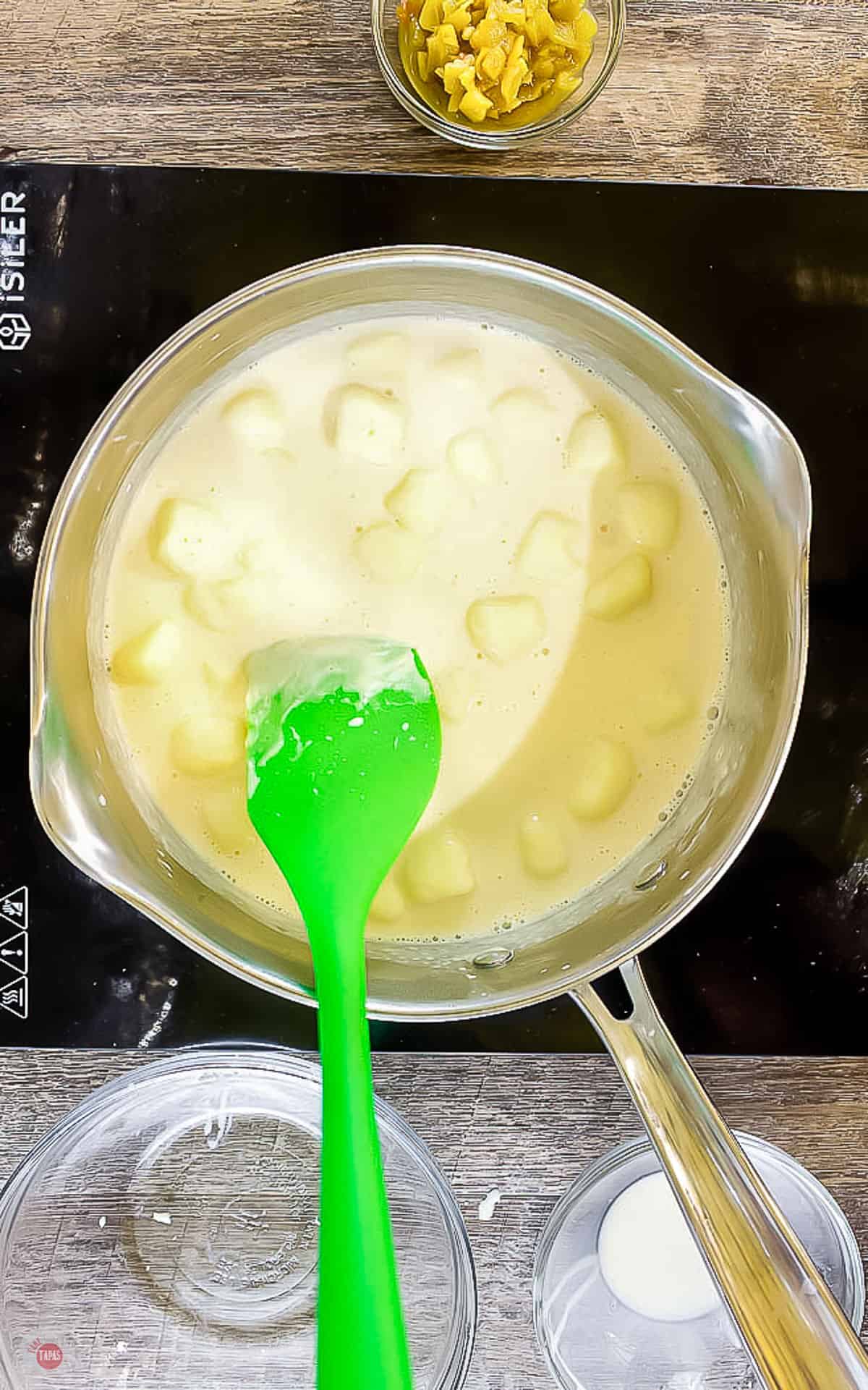 melted cheese in a pan