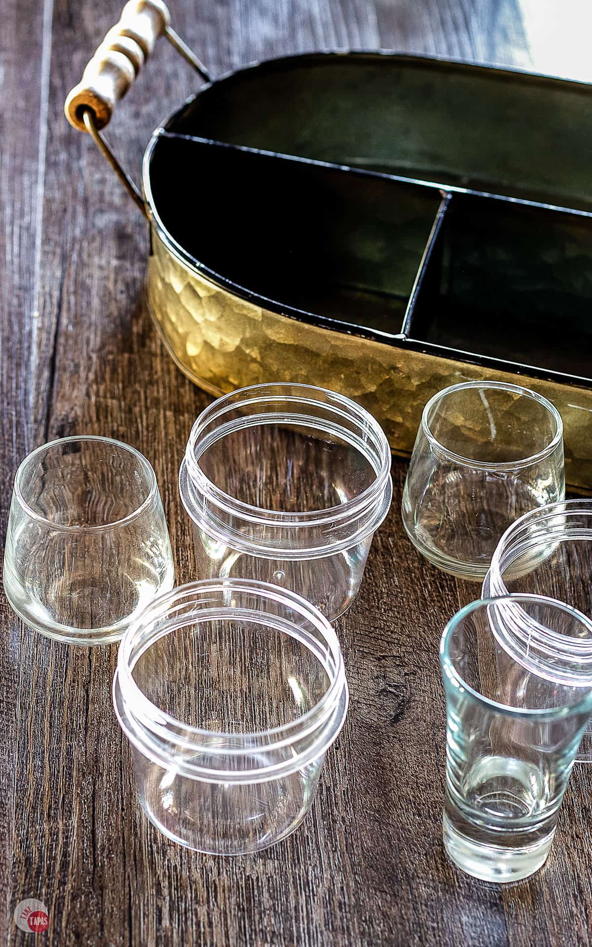 variety of containers for holding foods on a relish tray