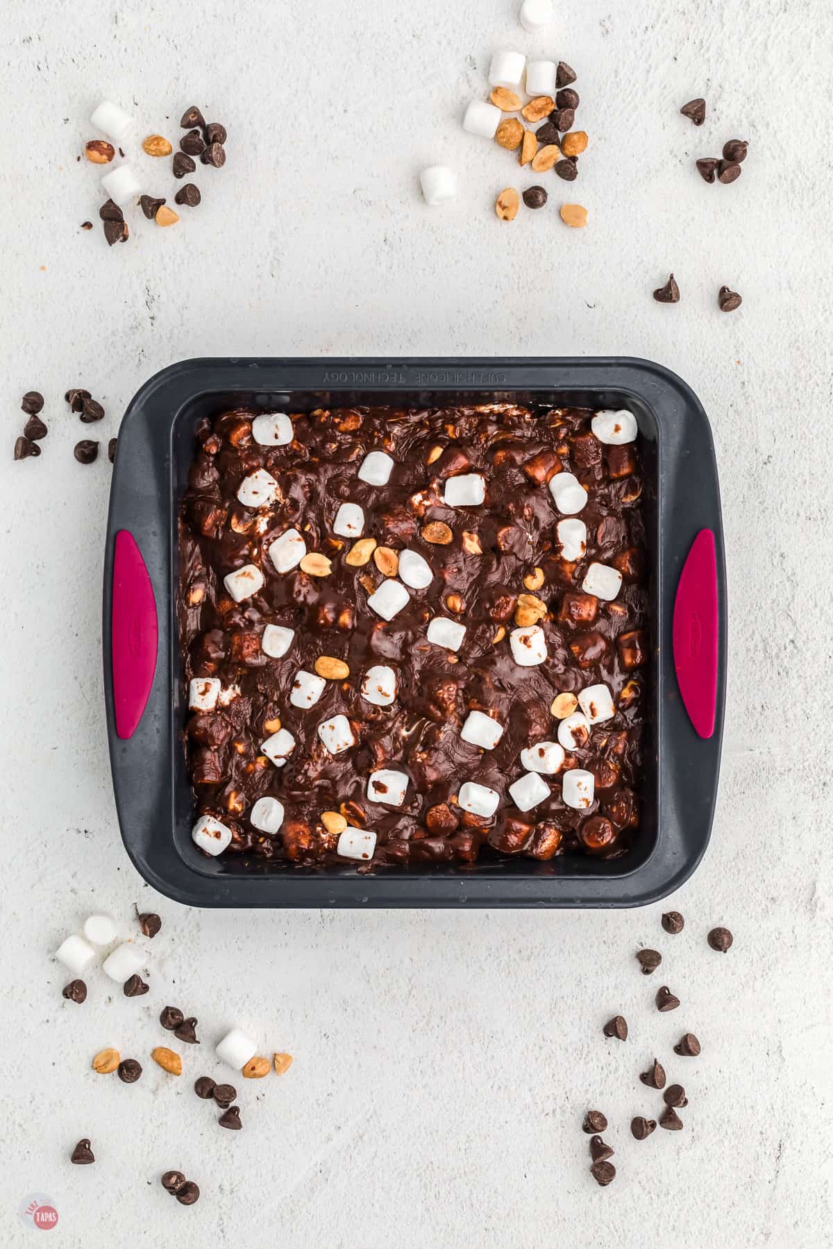 rocky road fudge in a pan