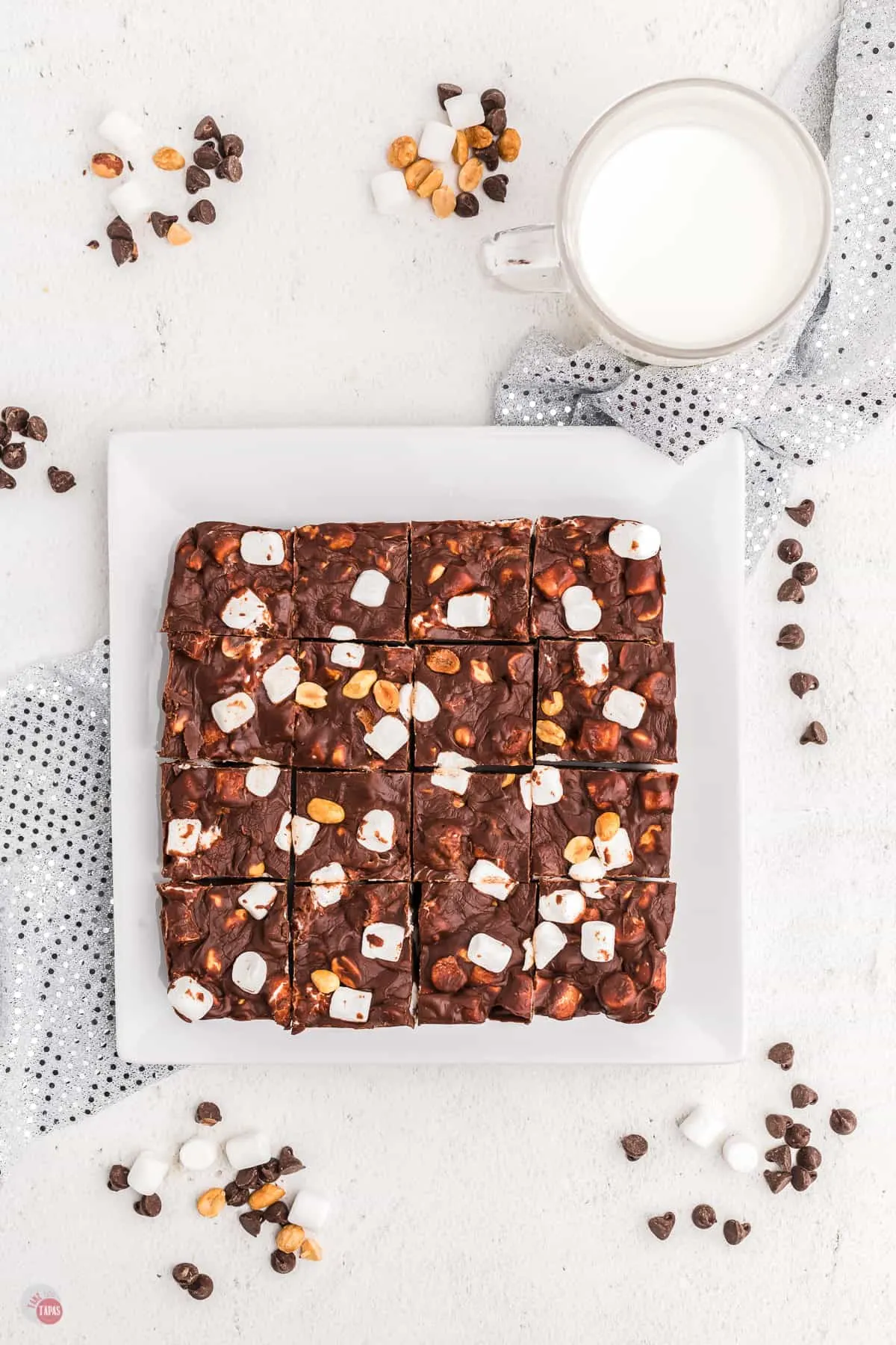 squares of rocky road fudge on paper