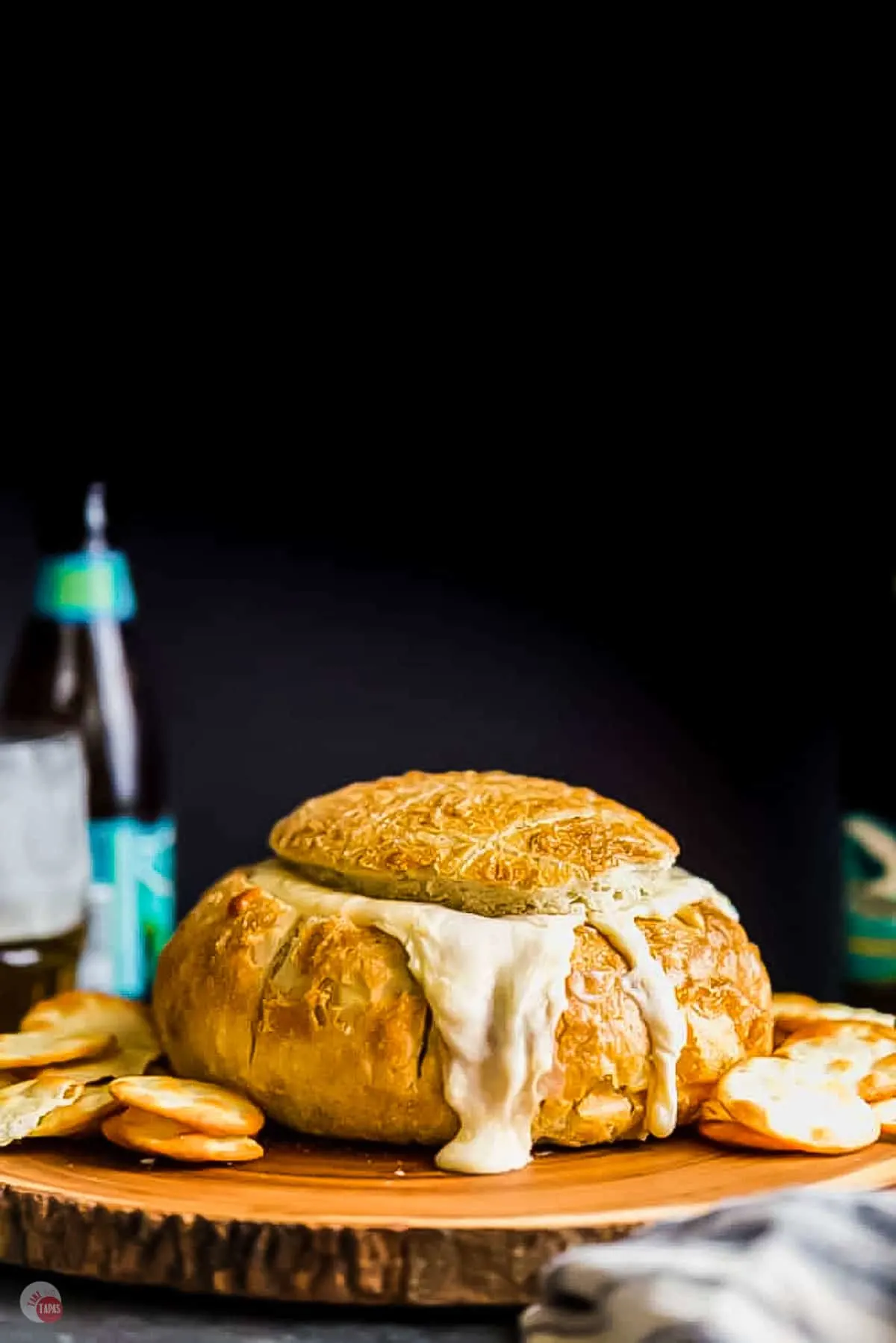 Creamy Beer Dip Tear apart Bread on the table ready for serving at any game day party!