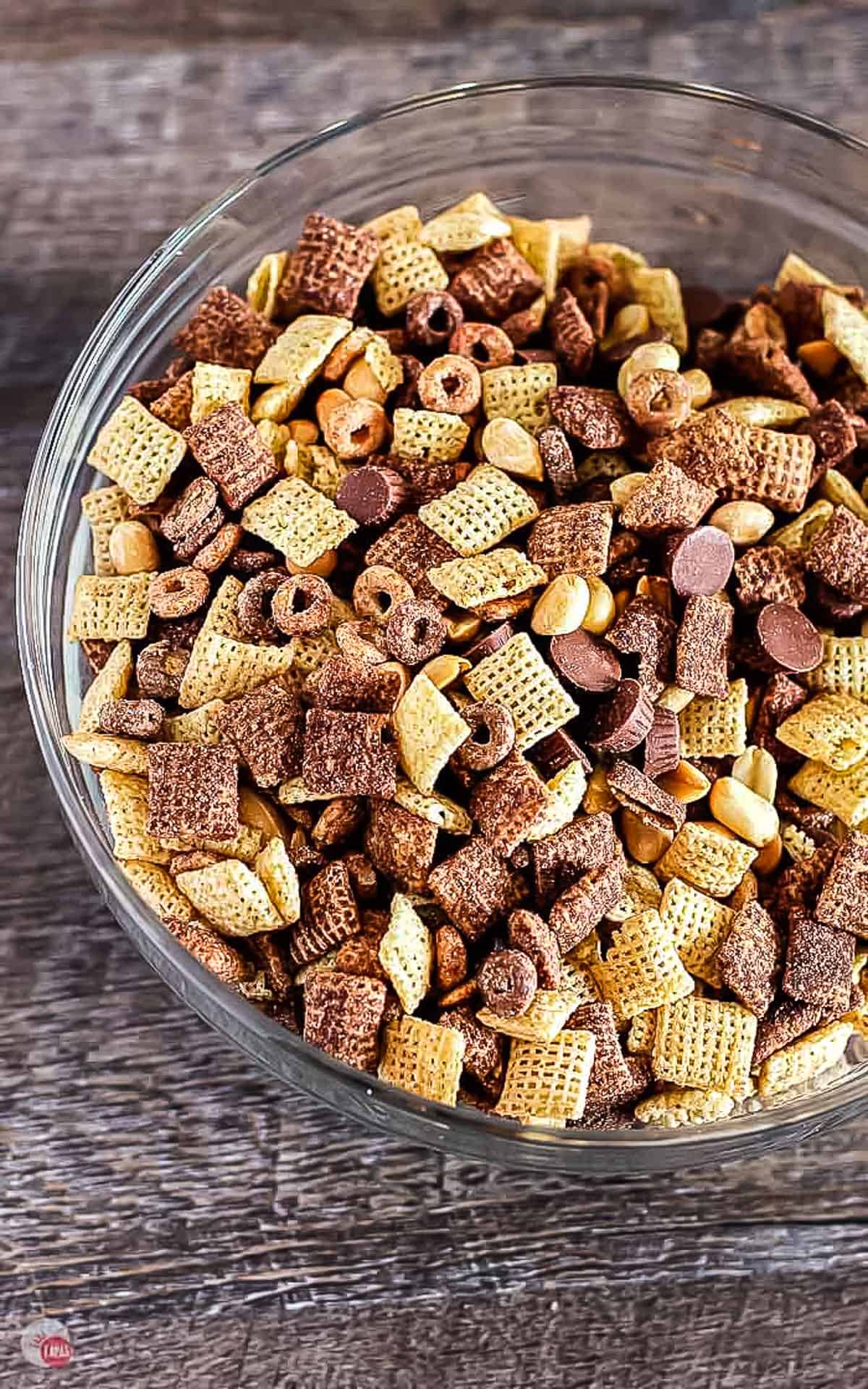 uncoated snack mix in bowl