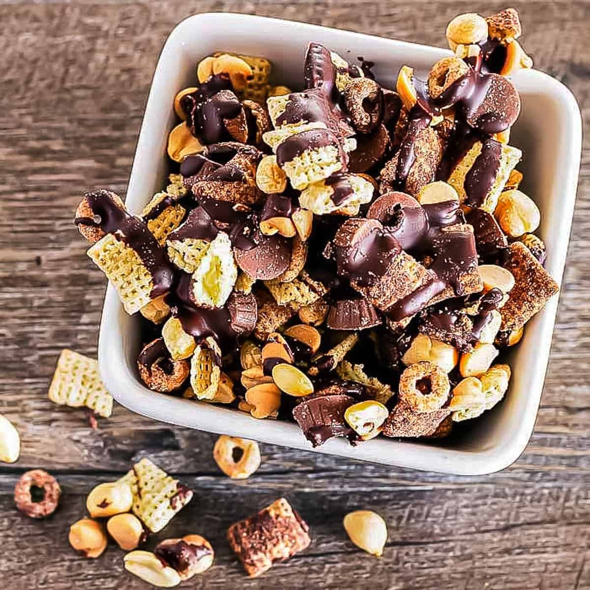 overhead shot of buckeye snack mix