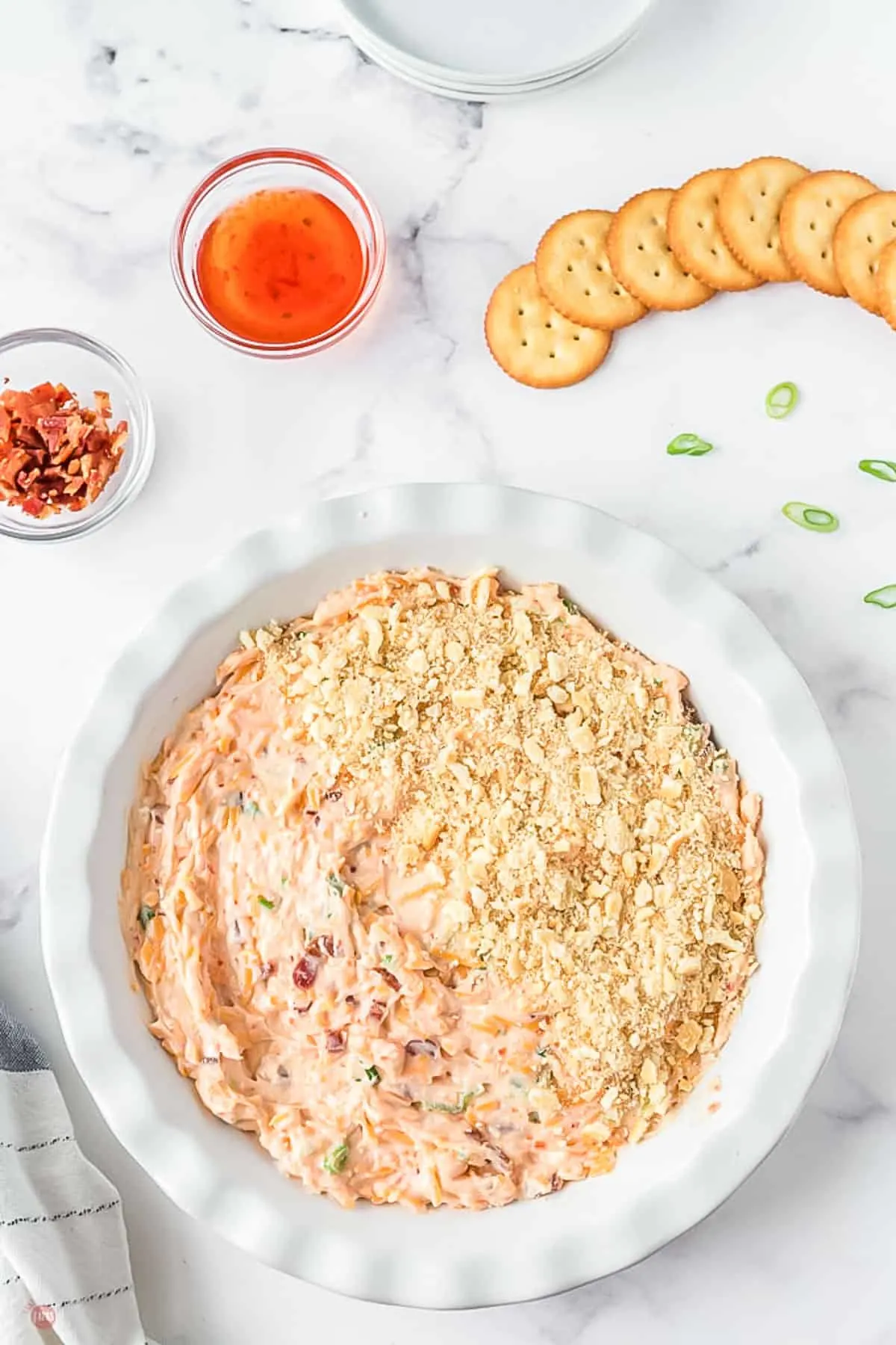 dip in pan with crackers