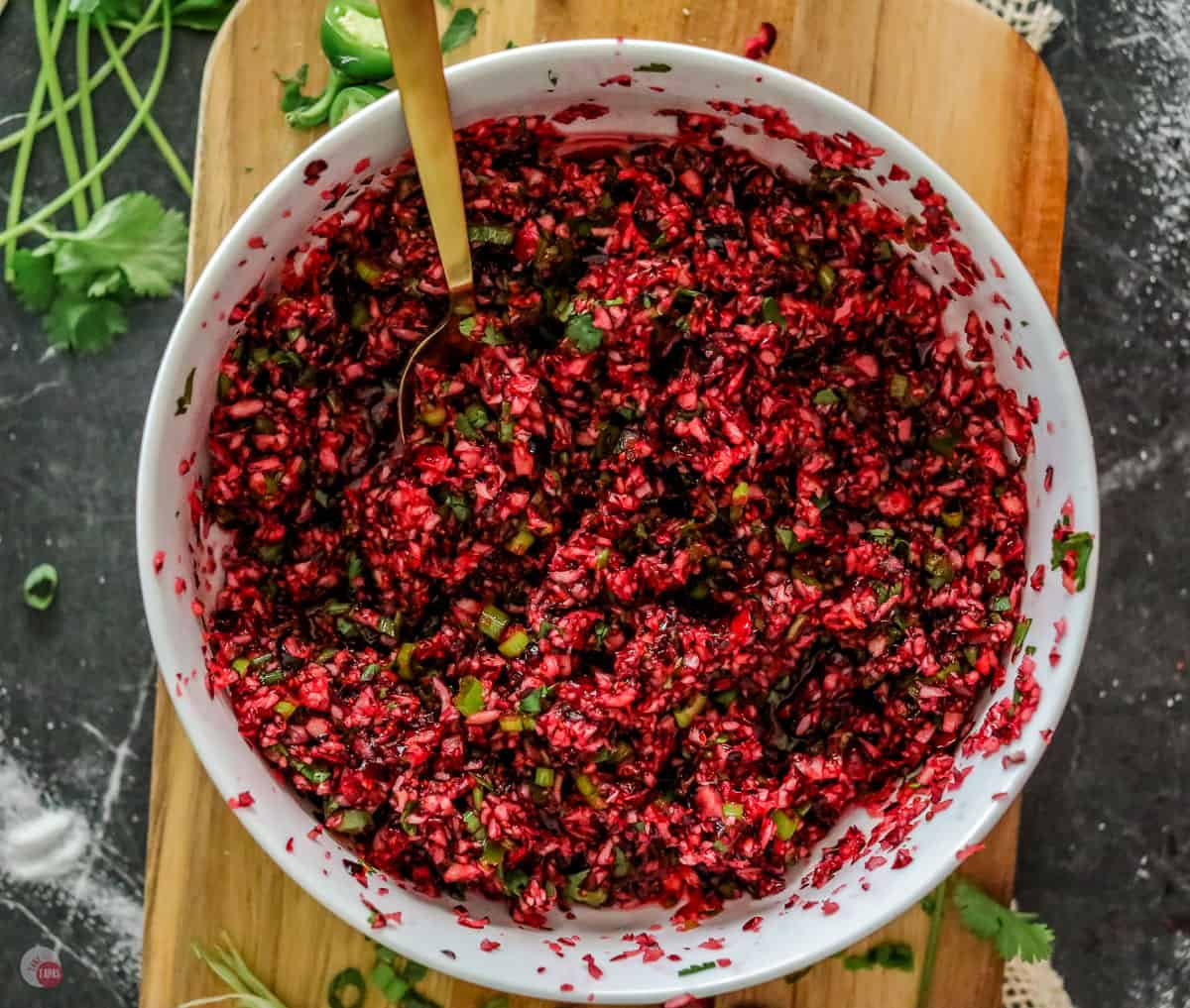 bowl of cranberry salsa