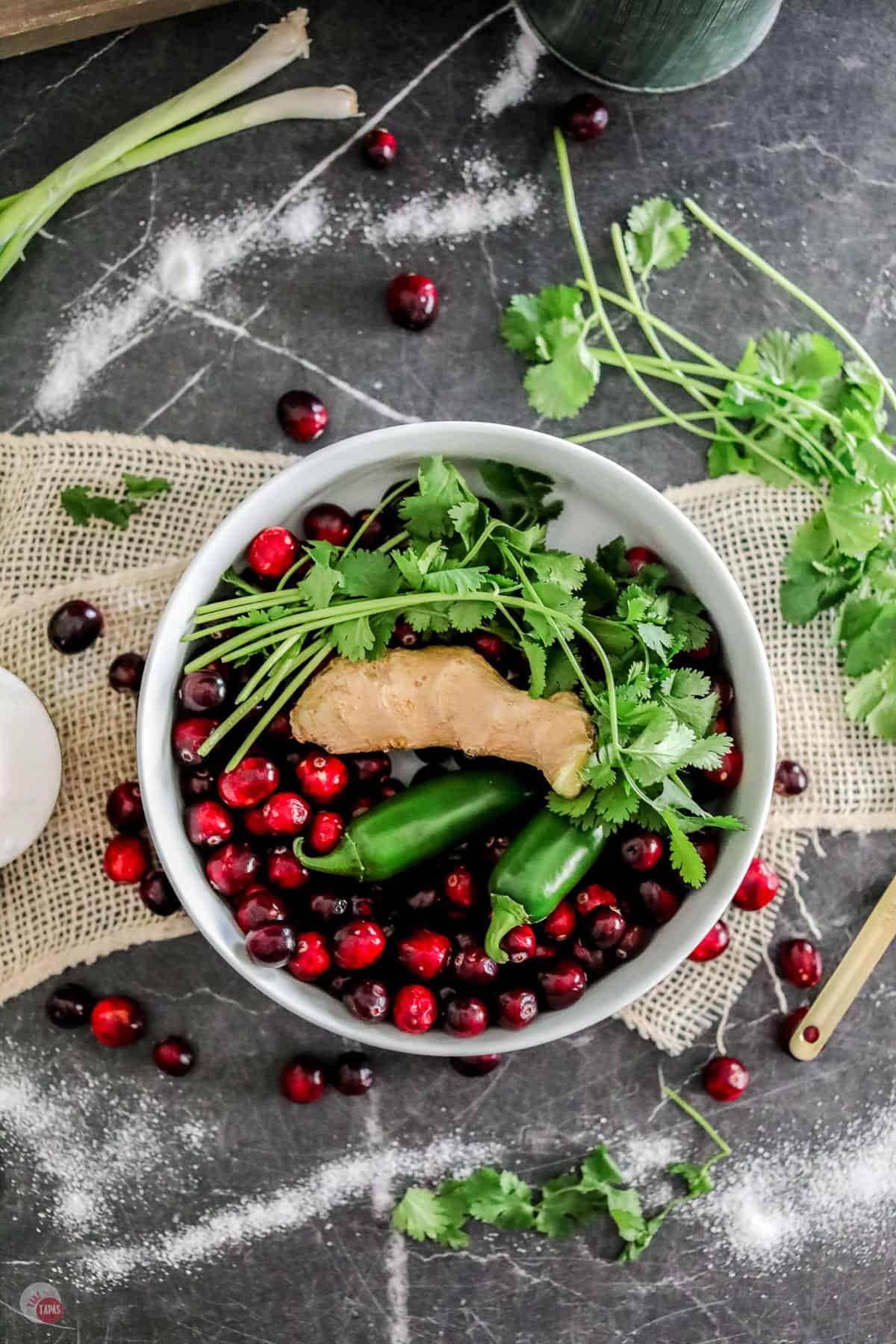 ingredients for salsa in a bowl