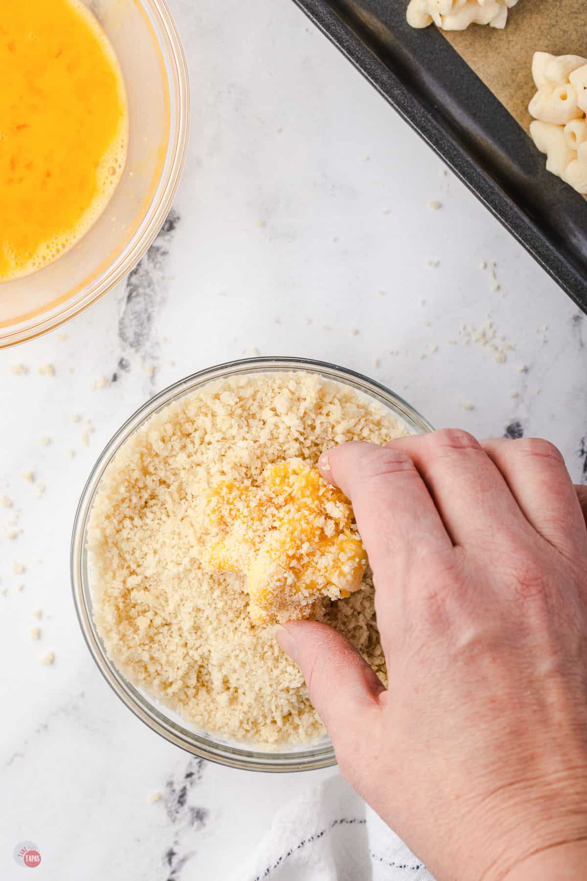 ball in bowl of panko