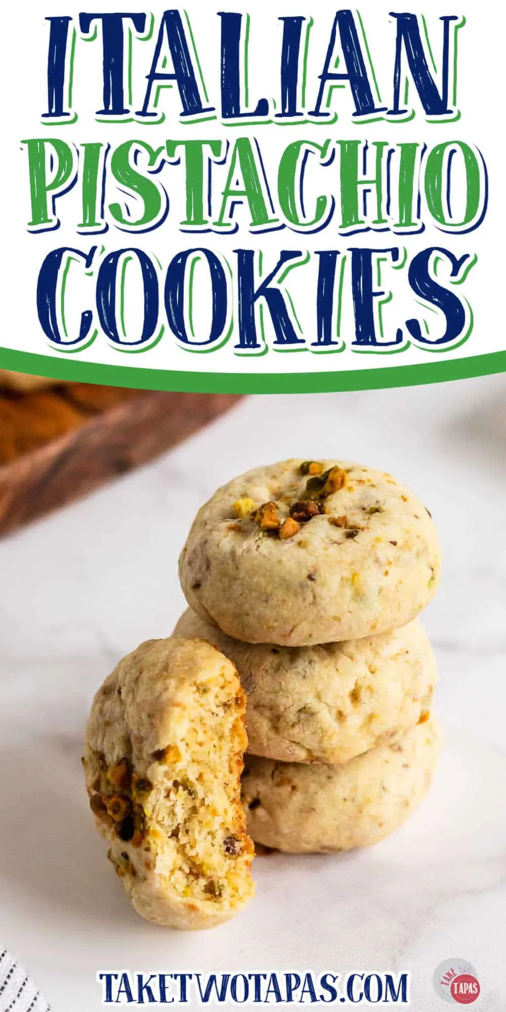 four cookies with text "italian pistachio cookies"