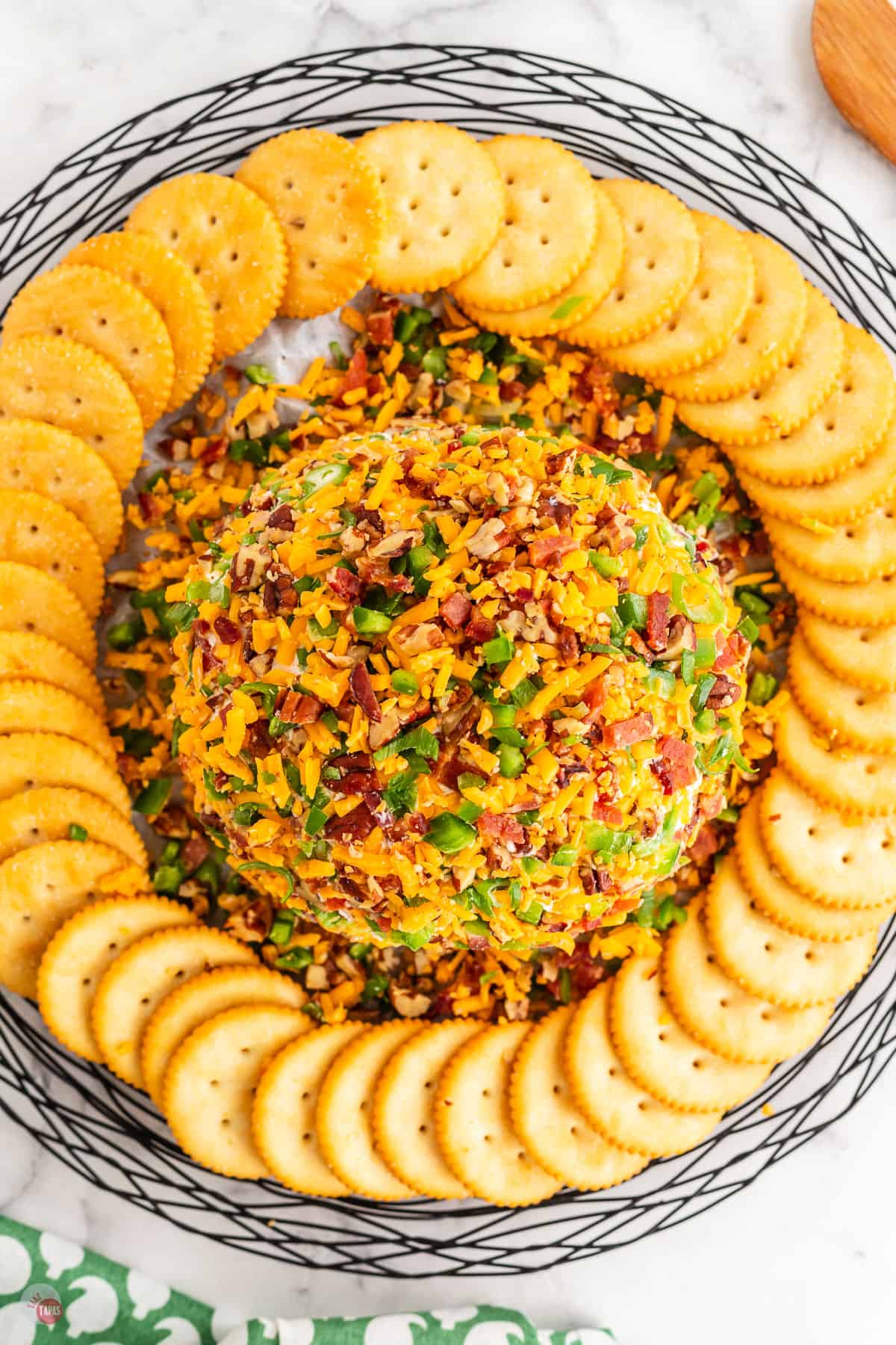 cheese ball with crackers