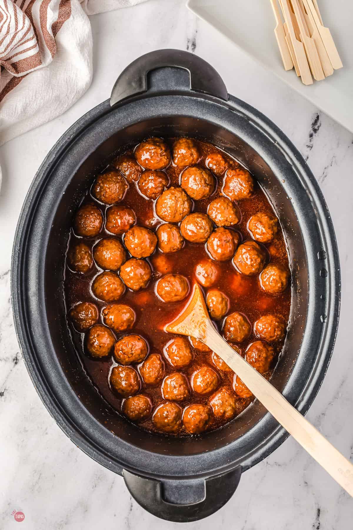 crockpot of meatballs