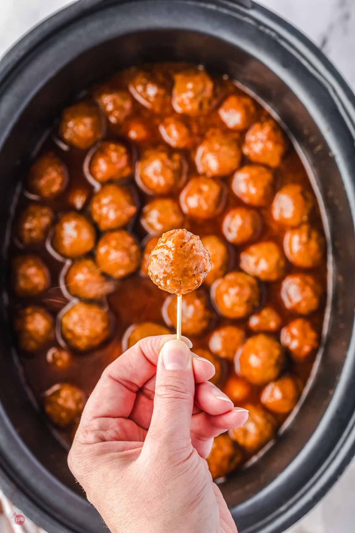 toothpick holding a meatball