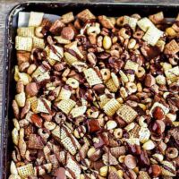 overhead shot of buckeye snack mix