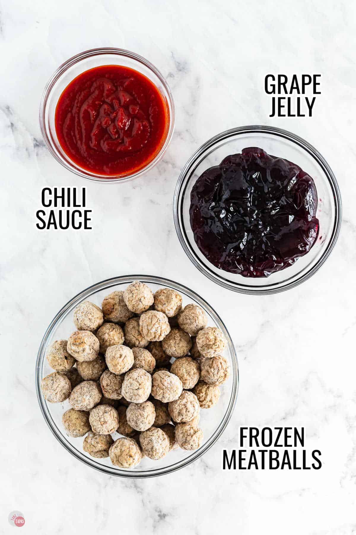 ingredients for meatballs with text overlay labeling them