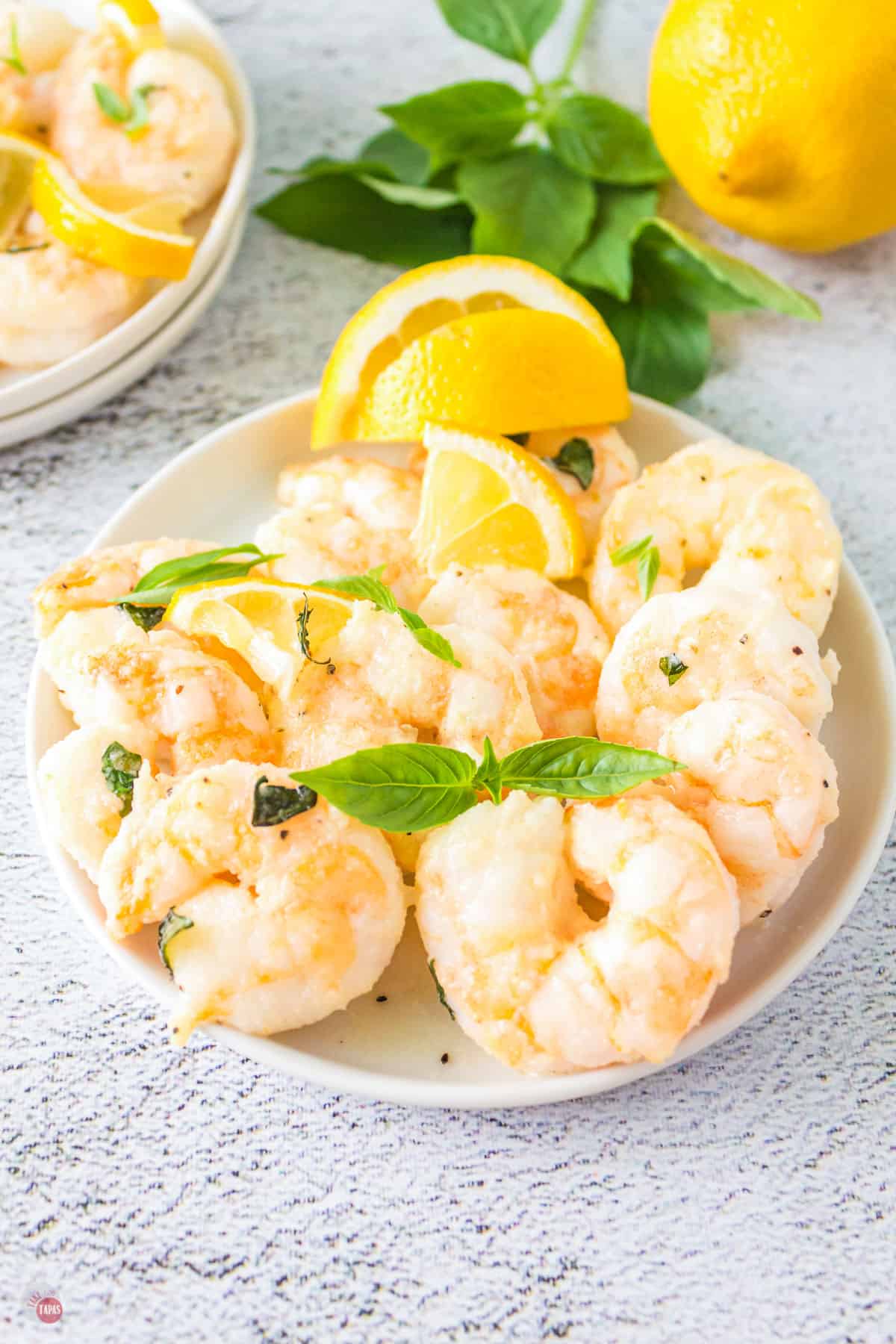 bowl of lemon pepper shrimp