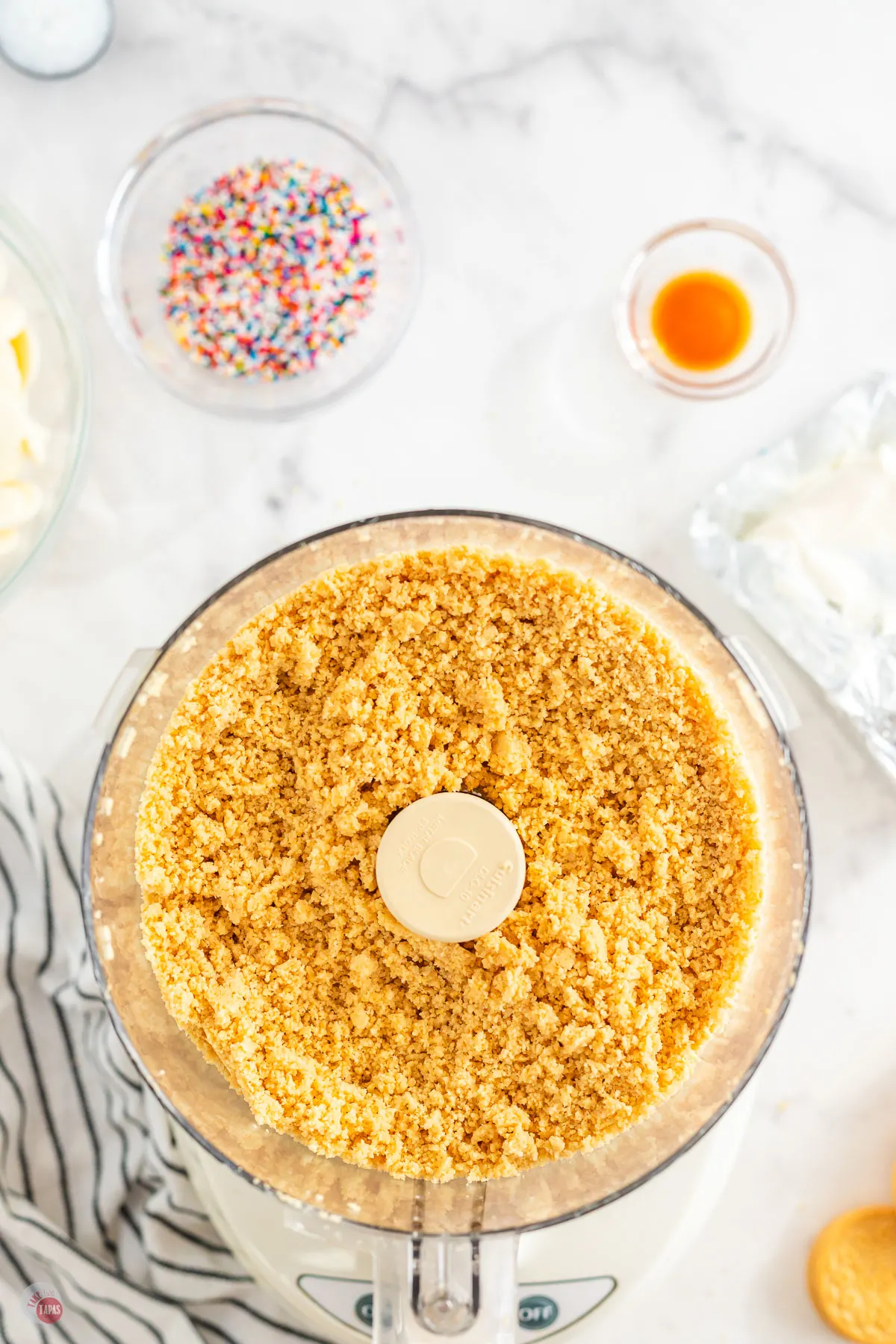 cookie crumbs in a food processor