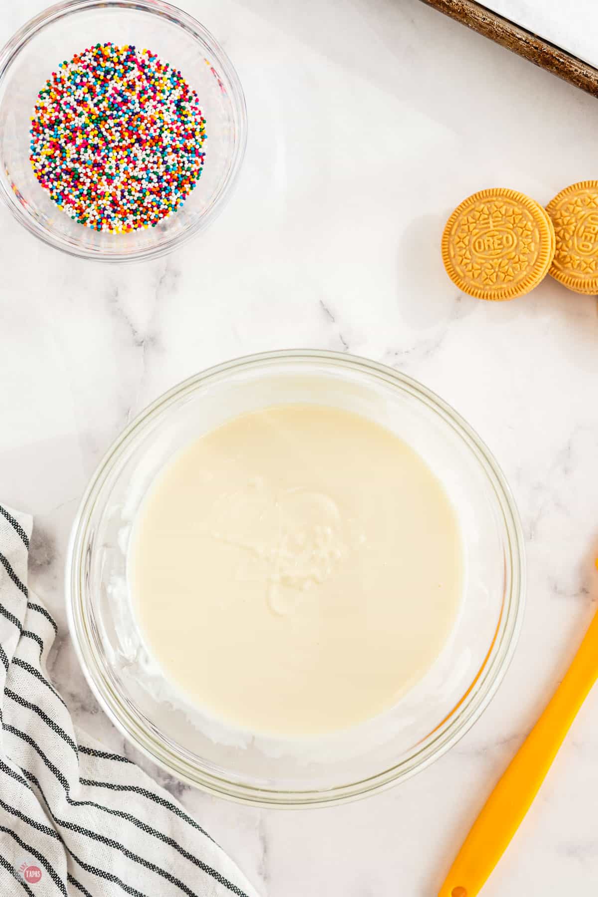 melted white chocolate in a bowl