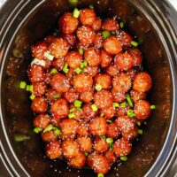 crock pot with teriyaki meatballs