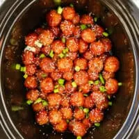 crock pot with teriyaki meatballs