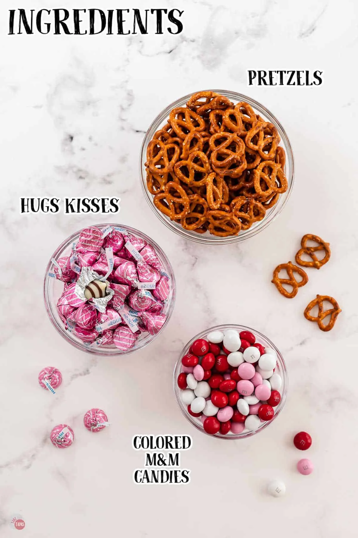 labeled picture of pretzel hug ingredients