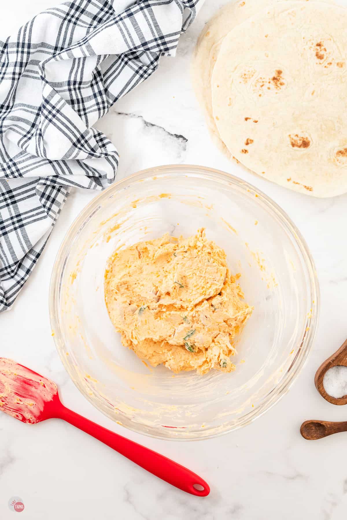 buffalo chicken mixture in a bowl