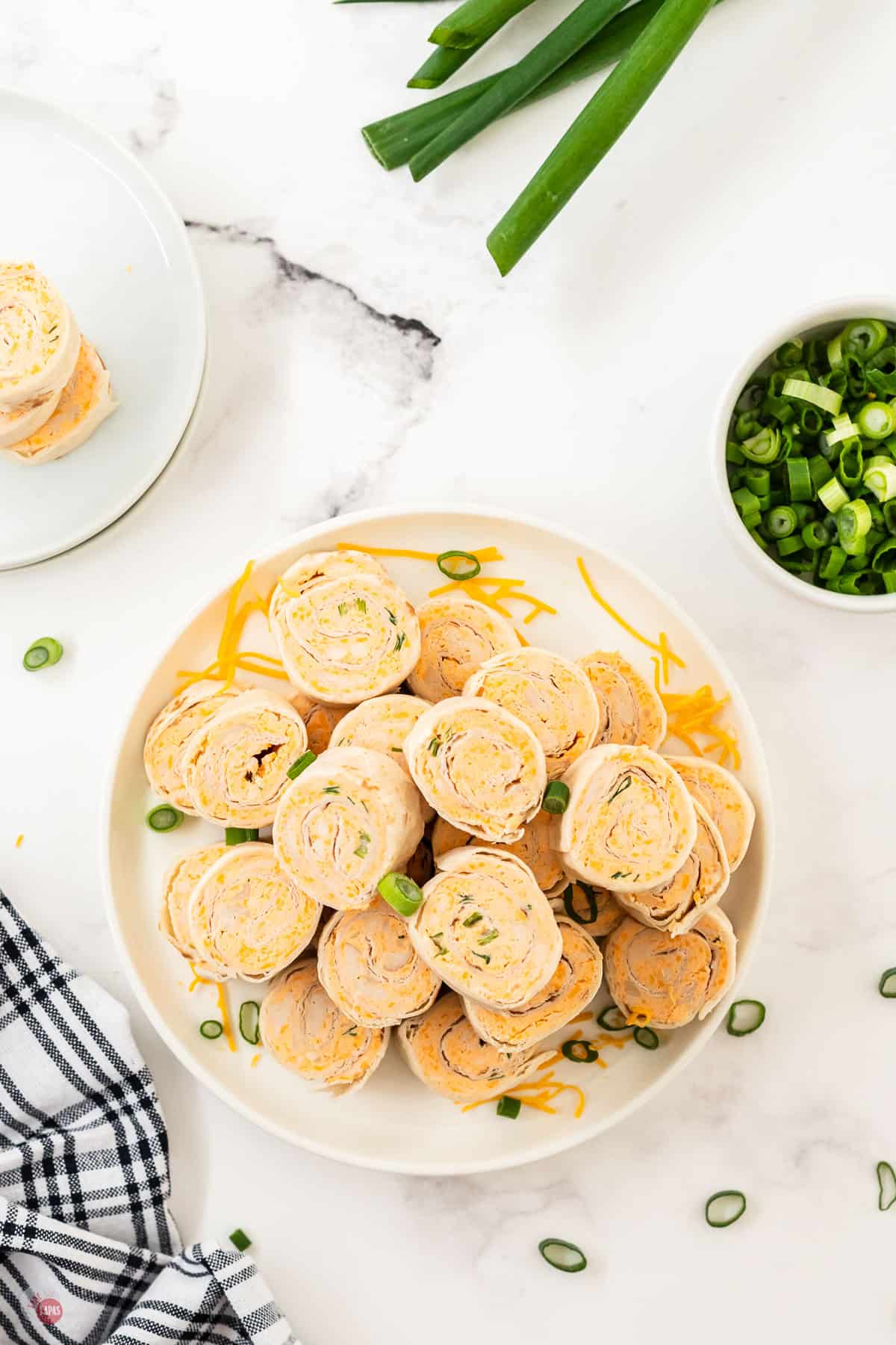 plate of pinwheel sandwiches