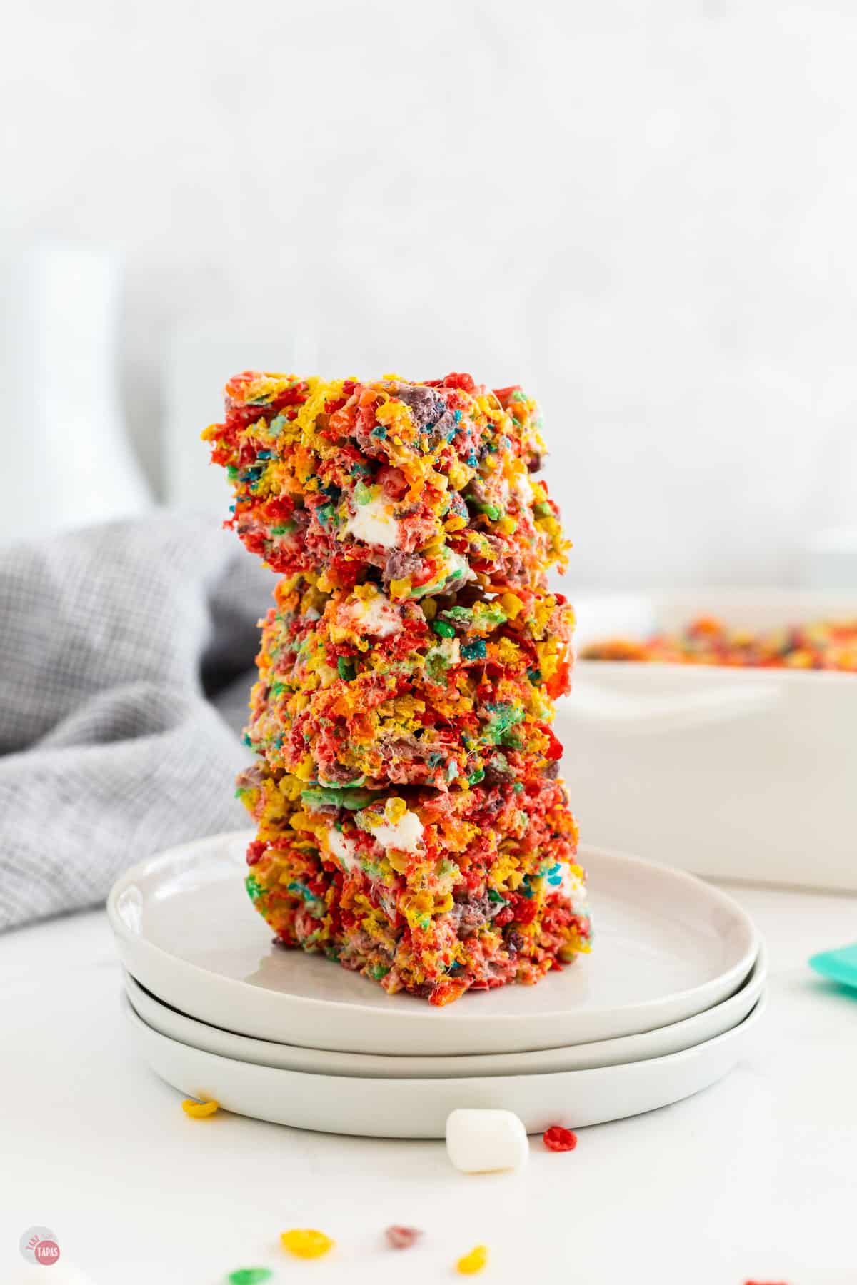 stack of fruity pebble treats