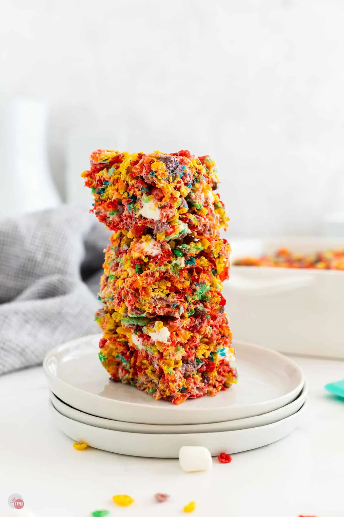 stack of fruity pebble treats