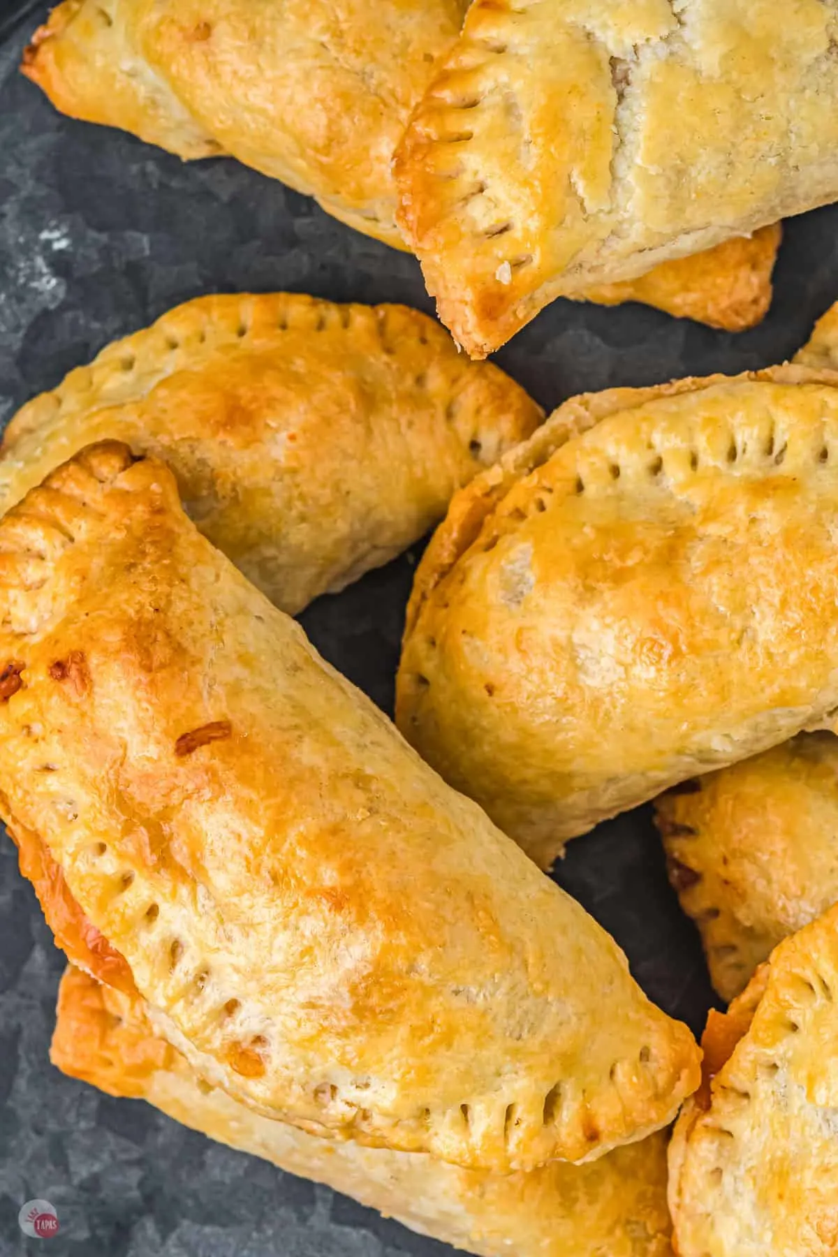 close up pile of empanadas