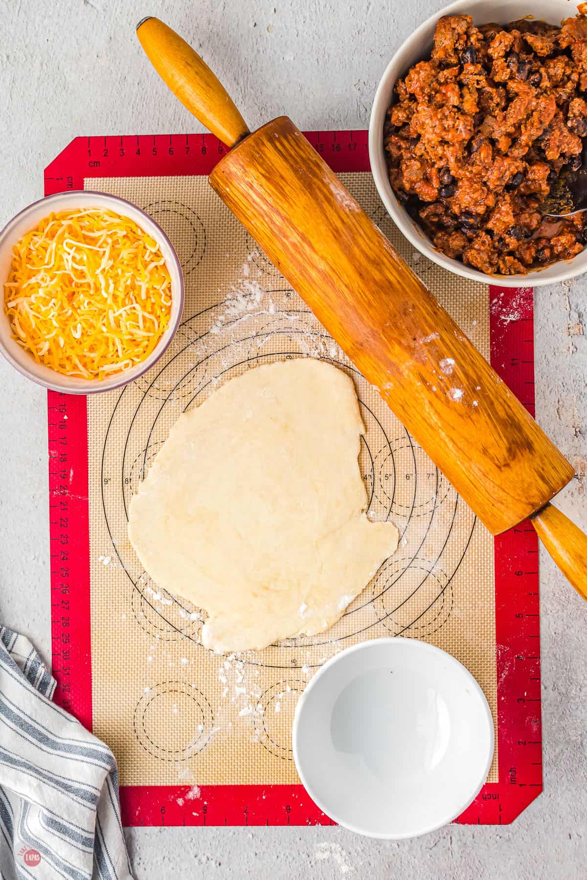 dough on a pastry board