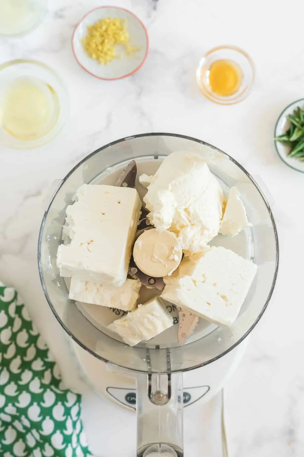 feta cheese in a food processor