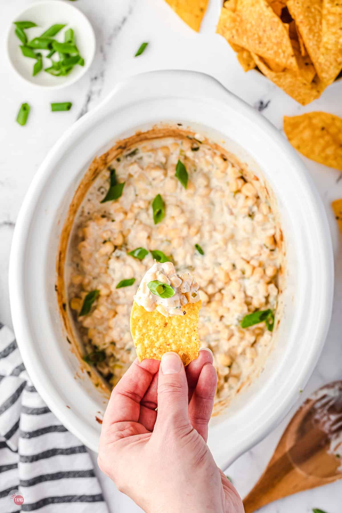 corn dip on a chip