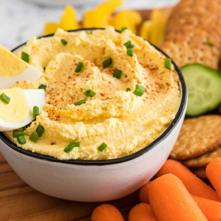 bowl of dip with eggs