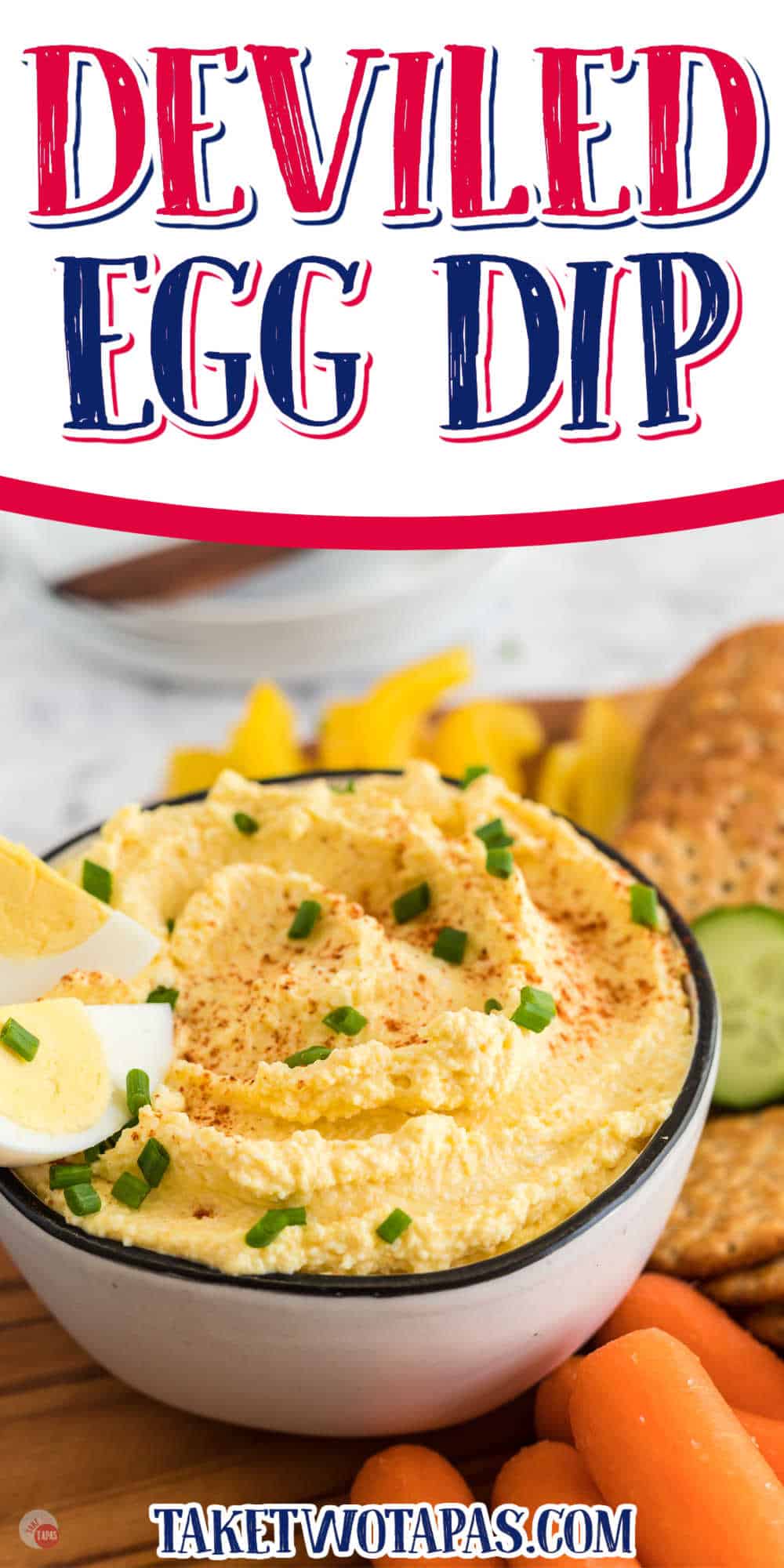 bowl of dip with text "deviled egg dip"