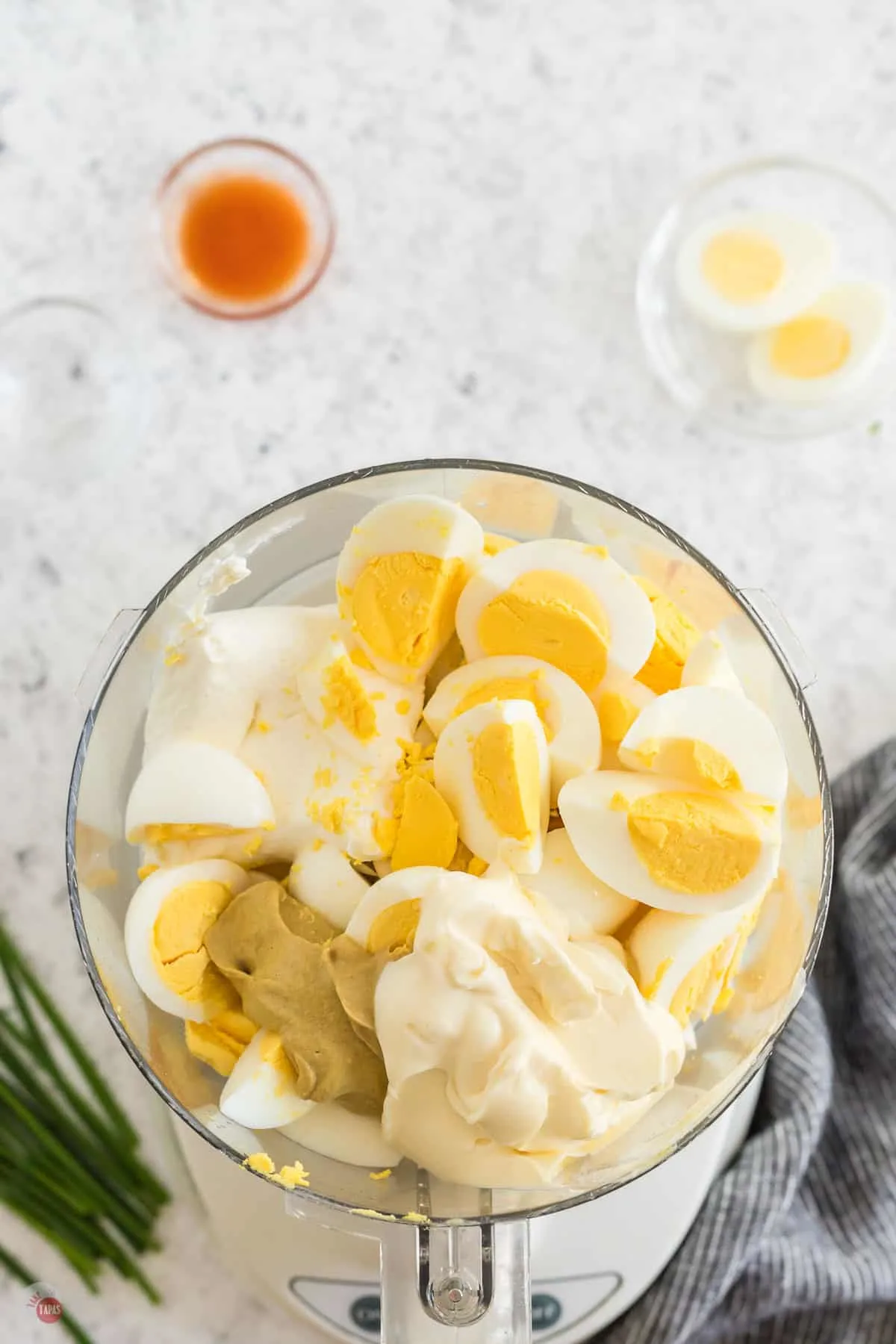 boiled eggs in a food processor