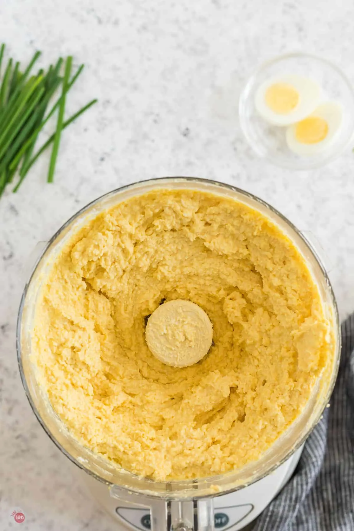 yellow spread in a food processor