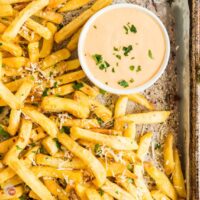 french fries on a baking sheer